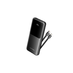 Power Bank Vention 10000mAh(Micro-USB/C/A/A) со встроенными кабелями 22.5W Чёрный с LED Дисплеем, шт.