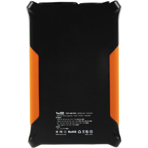 Мобильный аккумулятор TopON TOP-X38PRO 38000mAh QC3.0/PD3.0 160W 3A черный/оранжевый (103362)