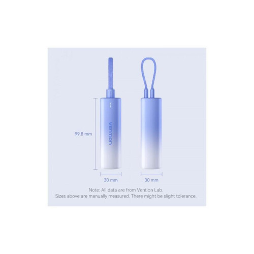 Power Bank Vention 5000mAh(USB-C + Lightning) 20W Серо-белый, шт.