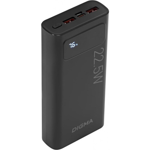 Мобильный аккумулятор Digma DGPF20A 20000mAh QC3.0/PD3.0 22.5W 3A 2xUSB-A/USB-C черный (DGPF20A22PBK)