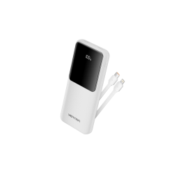 Power Bank Vention 10000mAh(Micro-USB/C/A/A) со встроенными кабелями 22.5W Белый с LED Дисплеем, шт.
