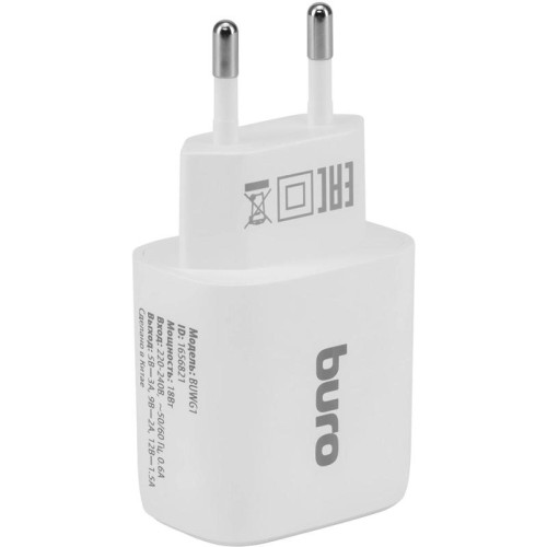 Сетевое зар./устр. Buro BUWG1 18W 3A (QC) USB-A универсальное белый (BUWG18P100WH)