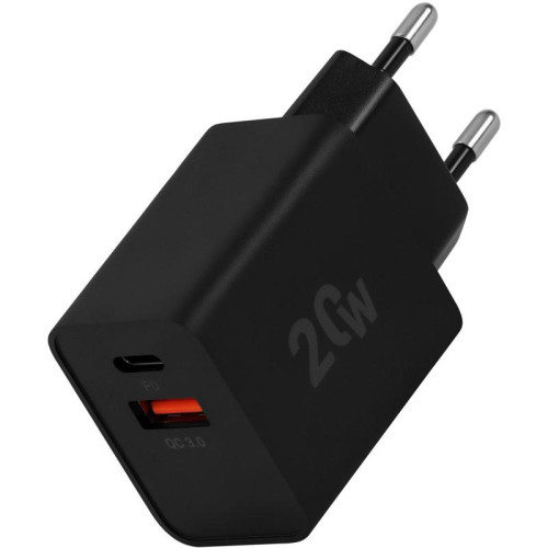 Сетевое зар./устр. Digma DGW2D 20W 3A+1A (PD+QC) USB-C/USB-A универсальное черный (DGW2D0F110BK)