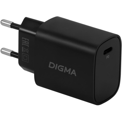 Сетевое зар./устр. Digma DGW2C 20W 3A (PD) USB-C универсальное черный (DGW2C0F010BK)