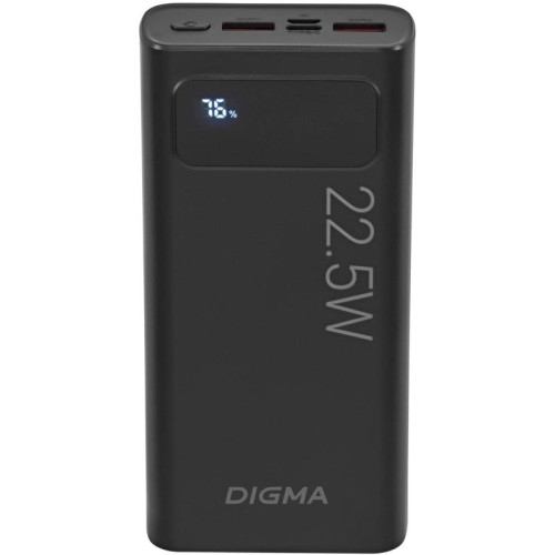 Мобильный аккумулятор Digma DGPF20A 20000mAh QC3.0/PD3.0 22.5W 3A 2xUSB-A/USB-C черный (DGPF20A22PBK)