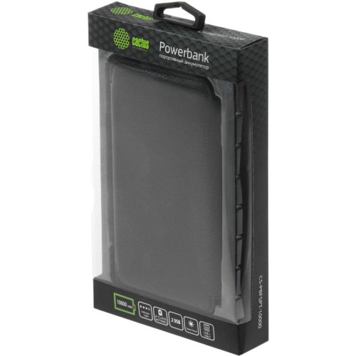 Мобильный аккумулятор Cactus CS-PBFSPT-10000 10000mAh 2.1A 2xUSB-A черный