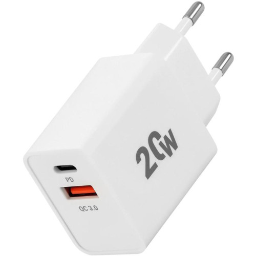Сетевое зар./устр. Digma DGW2D 20W 3A+1A (PD+QC) USB-C/USB-A универсальное белый (DGW2D0F110WH)