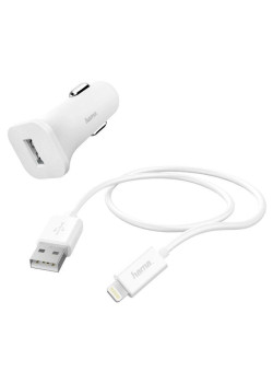 Автомобильное зар./устр. Hama H-183291 1A для Apple белый (00183291)