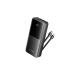 Power Bank Vention 20000mAh(Micro-USB/C/A/A) со встроенными кабелями 22.5W Чёрный с LED Дисплеем, шт.