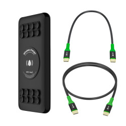 GCR PRO Комплект PowerBank на 20000mAh беспроводная зарядка Qi с креплением 15W/QC 3.0/PD + 2 кабеля Type-C M/M, 0.15m/1.0m PD 60W, черный, GCR-57411