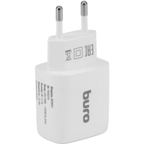 Сетевое зар./устр. Buro BUWH1 15.5W 3.1A 2xUSB универсальное белый (BUWH15S200WH)
