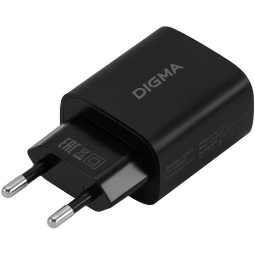 Сетевое зар./устр. Digma DGW2C 20W 3A (PD) USB-C универсальное черный (DGW2C0F010BK)