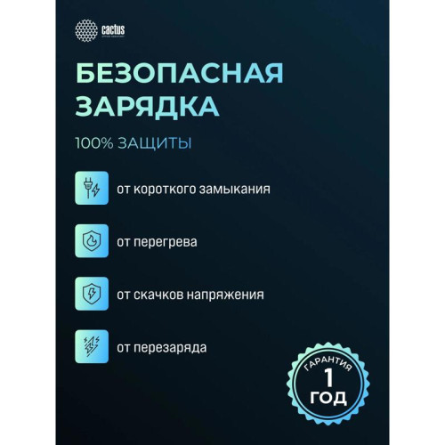 Мобильный аккумулятор Cactus CS-PBFSLT-10000 10000mAh 3A 2xUSB-A/USB-C серый