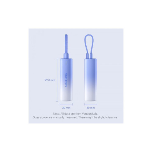 Power Bank Vention 5000mAh(USB-C + Lightning) 20W Серо-белый, шт.