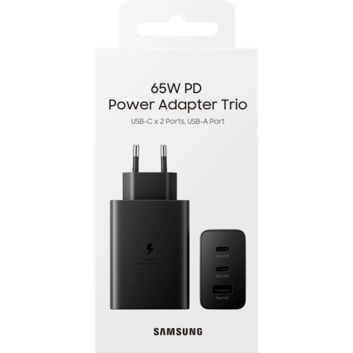 Сетевое зар./устр. Samsung EP-T6530 65W 3A (PD) USB/2xUSB Type-C для Samsung черный (EP-T6530NBEGEU)