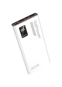 Внешний аккумулятор/ Внешний аккумулятор GoPower PB03-10 10000mAh 3.0A 22.5W 2USB/Type-C белый (1/50)