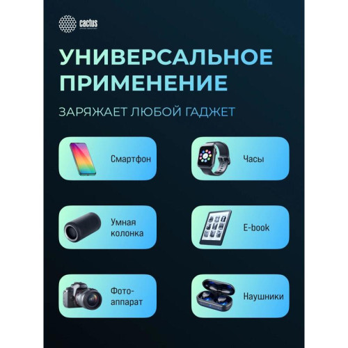 Мобильный аккумулятор Cactus CS-PBFSFA-20000 20000mAh 22.5W 4.5A 2xUSB-A/USB-C серый