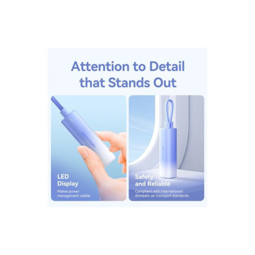 Power Bank Vention 5000mAh(USB-C + Lightning) 20W Серо-белый, шт.