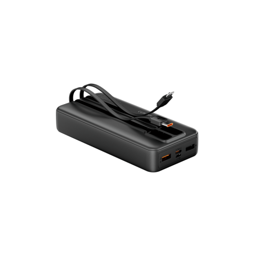 Power Bank Vention 20000mAh(Micro-USB/C/A/A) со встроенными кабелями 22.5W Чёрный с LED Дисплеем, шт.