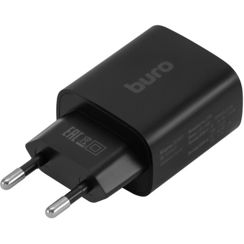 Сетевое зар./устр. Buro BUWD1 20W 3A (PD+QC) USB-C/USB-A универсальное черный (BUWD18P110BK)