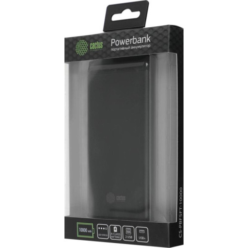 Мобильный аккумулятор Cactus CS-PBFSFT-10000 10000mAh 10.5W 2.1A 2xUSB-A черный