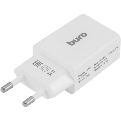 Сетевое зар./устр. Buro BUWA1 10.5W 2.1A USB-A универсальное белый (BUWA10S100WH)