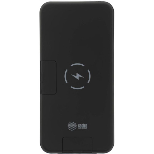 Мобильный аккумулятор Cactus CS-PBFSQT-10000 10000mAh QC/PD 18W 3A USB-A/USB-C беспров.зар. черный