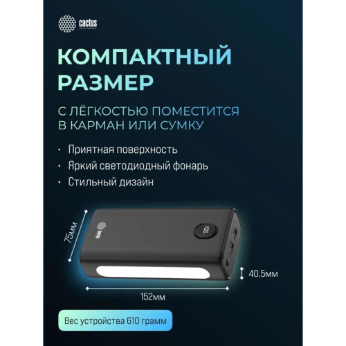 Мобильный аккумулятор Cactus CS-PBFSJA-30000 30000mAh 22.5W 4.5A 2xUSB-A/2xUSB-C черный