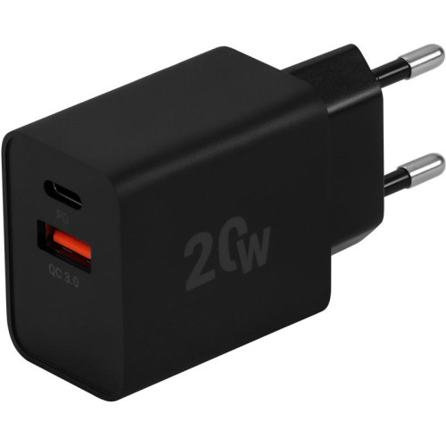 Сетевое зар./устр. Digma DGW2D 20W 3A+1A (PD+QC) USB-C/USB-A универсальное черный (DGW2D0F110BK)