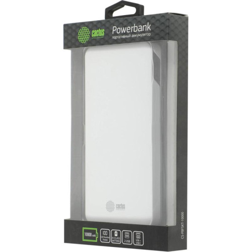 Мобильный аккумулятор Cactus CS-PBFSKT-10000 10000mAh 10.5W 2.1A 2xUSB-A/USB-C белый