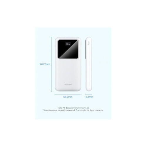 Power Bank Vention 10000mAh(M/C-A/A)22.5W Белый с LED Дисплеем Power Bank Vention 10000mAh(M/C-A/A)22.5W Белый с LED Дисплеем