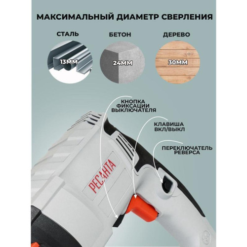 Перфоратор Ресанта П-24-650К патрон:SDS-plus уд.:2.8Дж 650Вт (кейс в комплекте) Перфоратор Ресанта П-24-650К патрон:SDS-plus уд.:2.8Дж 650Вт (кейс в комплекте)