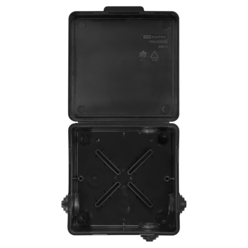 Распаячная коробка/ Распаячная коробка ОП 100х100х55мм крышка IP54 8вх. черная инд. штрихкод TDM