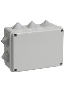 Коробка КМ41241 распаячная для о/п 150х110х70 мм IP44 (RAL7035, 10 гермовводов)