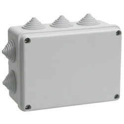 Коробка КМ41242 распаячная для о/п 150х110х70 мм IP55 (RAL7035, 10 гермовводов)