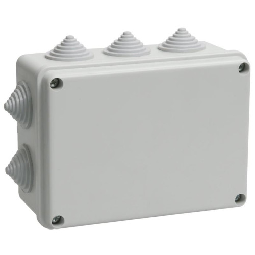 Коробка КМ41242 распаячная для о/п 150х110х70 мм IP55 (RAL7035, 10 гермовводов)