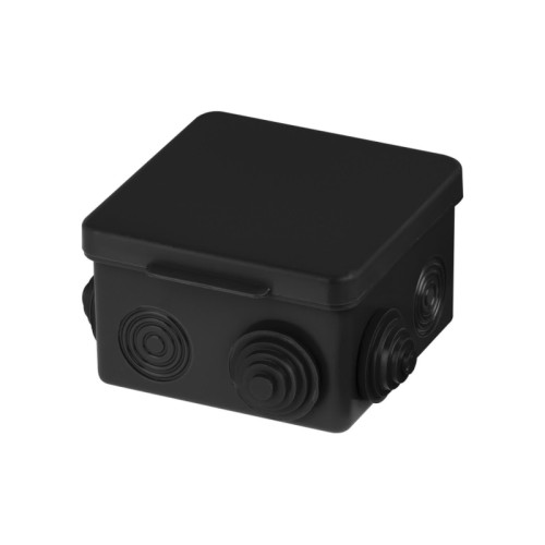 Распаячная коробка/ Распаячная коробка ОП 80х80х50мм крышка IP54 7вх. черная инд. штрихкод TDM