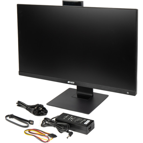 платформа моноблока/ AIO HIPER Office HO-K6-FL-OEM-B, 23,8''display IPS (1920x1080), no m/b, no CPU, no RAM, no HDD, w/ODD, 2*USB2.0, 1*USB type-C,  webcam 3.0М + Mic,CardReader,  WiFi+BT, 120W ext. PSU, Black