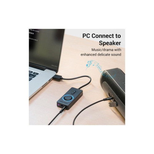 Внешняя звуковая карта Vention USB c регулятором громкости Черная Внешняя звуковая карта Vention USB c регулятором громкости Черная