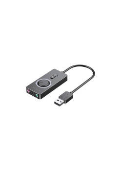 Внешняя звуковая карта Vention USB c регулятором громкости Черная