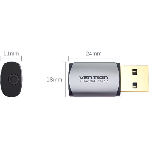 Внешняя звуковая карта Vention USB Серая