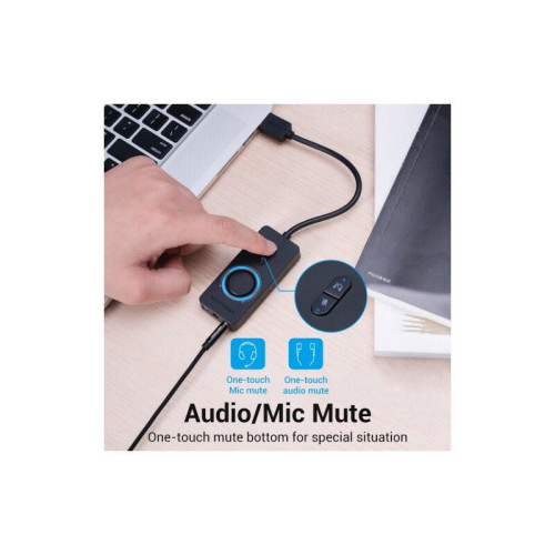 Внешняя звуковая карта Vention USB c регулятором громкости Черная Внешняя звуковая карта Vention USB c регулятором громкости Черная