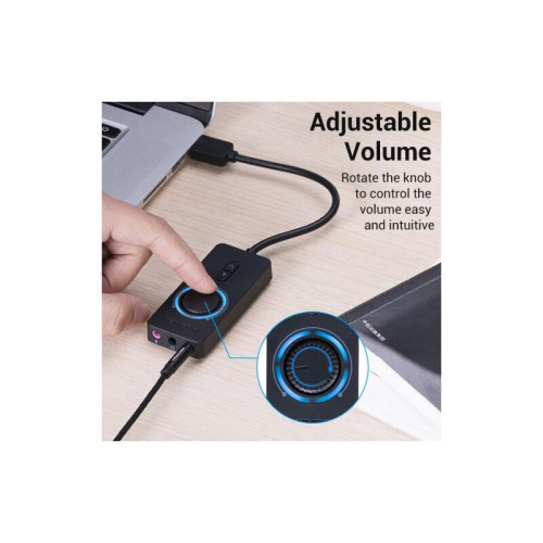Внешняя звуковая карта Vention USB c регулятором громкости Черная Внешняя звуковая карта Vention USB c регулятором громкости Черная