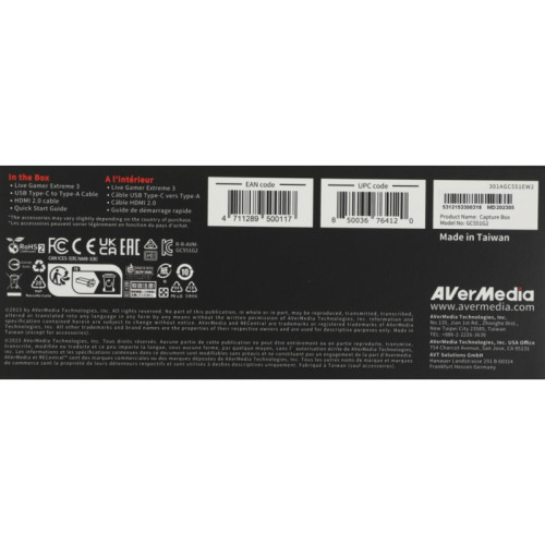 Карта видеозахвата Avermedia Live Gamer Extreme 3 GC551G2 внешний USB 3.1 [LIVE GAMER EXTREME 3]