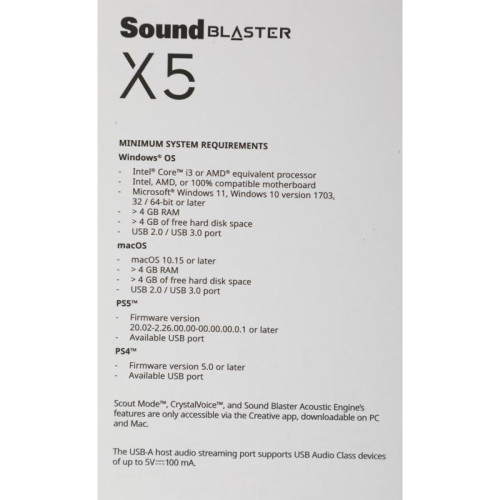 Звуковая карта Creative USB Sound Blaster X5 (Cirrus Logic CS43198) 5.1 Ret [70SB182000000]