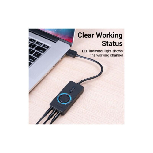Внешняя звуковая карта Vention USB c регулятором громкости Черная Внешняя звуковая карта Vention USB c регулятором громкости Черная