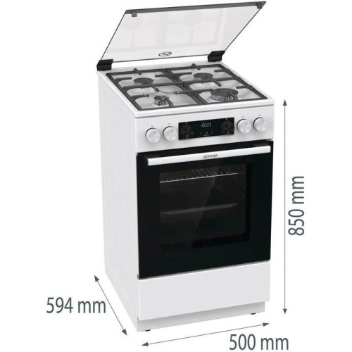 Плита Газовая Gorenje GGI5C22WF белый (стеклянная крышка) реш.чугун