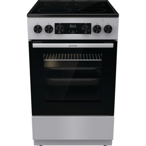 Плита Gorenje/ Плита Gorenje, полезный объем 70 л, эргономичные переключатели, сенсорный программатор IconLED, эмаль SilverMatte, очистка паром, индикатор остаточного тепла для каждой конфорки, телескопические направляющие, дверца CompactDoor 2 стекла + 1