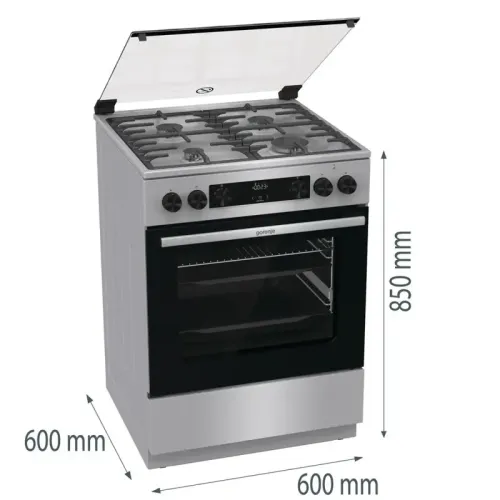 Плита Комбинированная Gorenje GKS6C72XF нержавеющая сталь (стеклянная крышка) реш.чугун