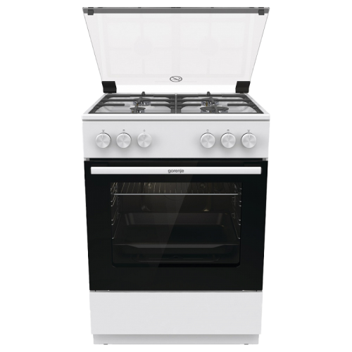 Газовая плита Gorenje, автоматический электроподжиг варочной поверхности и духовки, чугунные решетки, цвет белый